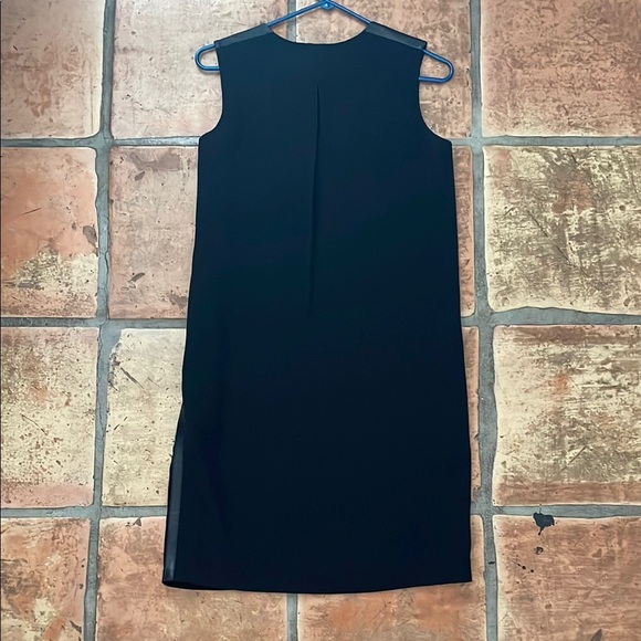 🔷 Vince Size 4 Black Sheath Dress with Leather Trim - Picture 7 of 9